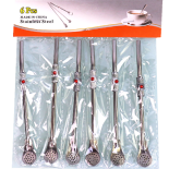 Matte Straw 6pcs Silver with Bead A74-29