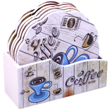 Six Wooden Painted Plates with Stand LM4-2