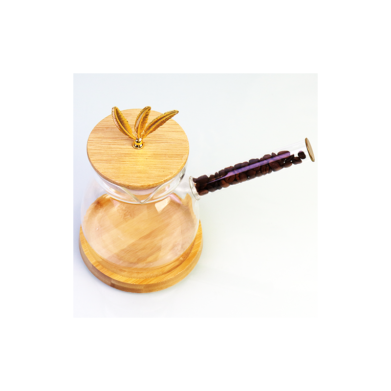 Glass coffee pot with lid and base