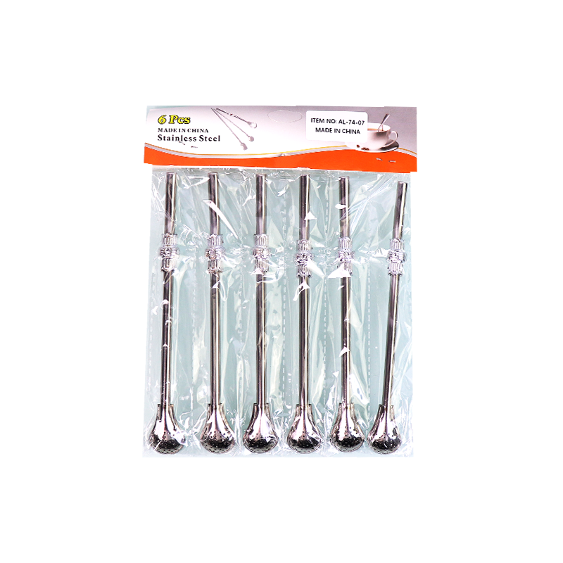 Matte Straw 6pcs Silver with Bead A74-7