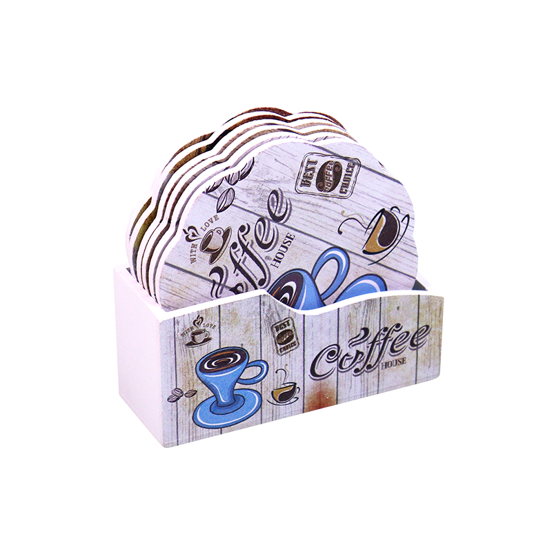 Six Wooden Painted Plates with Stand LM4-2